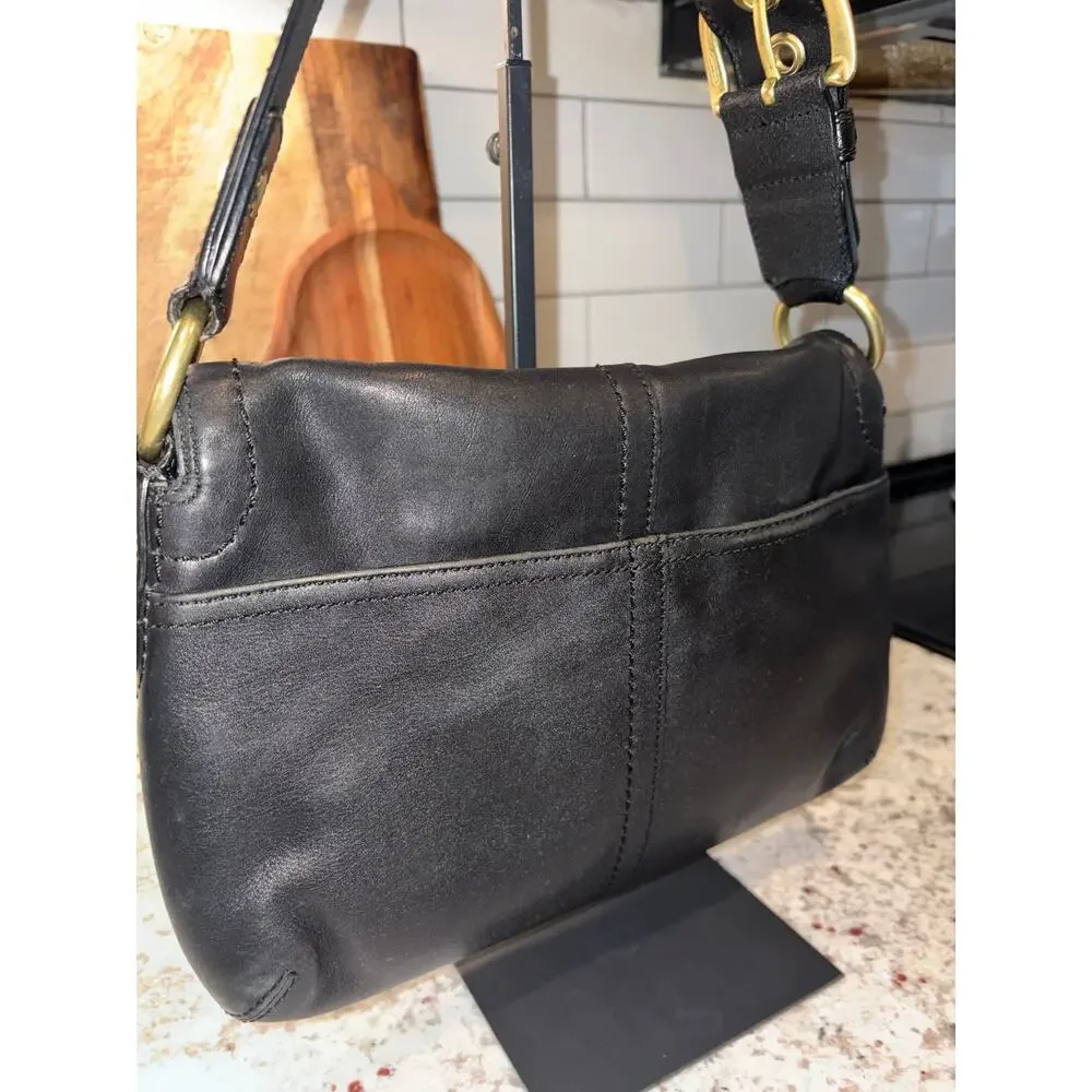 Coach Vintage Black Soho Flap Buckle Leather Shoulder Bag Style 11842 Y2K